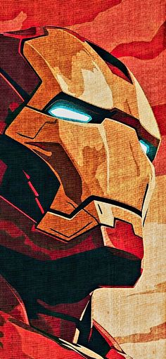 a painting of iron man in red and yellow