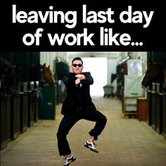 a man in black shirt and sunglasses holding a baseball bat with words saying leaving last day of work like