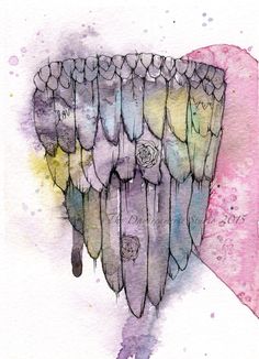 watercolor and ink drawing of an abstract piece of art