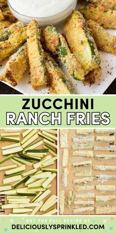A must-try zucchini food idea! These are the BEST Zucchini Ranch Fries! Baked with a coating of parmesan, ranch mix, and bread crumbs, these zucchini fries are crispy and satisfying. A perfect summer snack recipe!