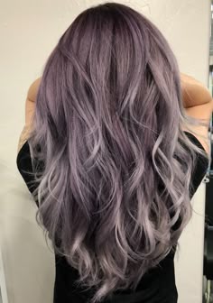 Lavender Hair Balayage, Lavender Balayage Hair, Lavender Grey Hair Balayage, Balayage Hair Purple Lavender, Ash Lavender Hair Balayage, Lavender Balayage, Smokey Lavender Hair Brunette, Lavender Balayage Curly Hair, Smoky Lavender Hair