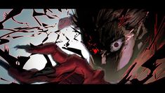 an anime scene with two demonic looking people