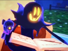 Snatcher reads a book with Hat kid
