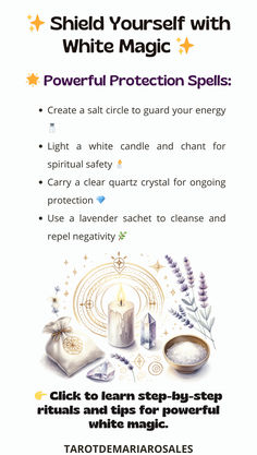Discover how to protect your energy and shield yourself with powerful white magic spells. 🌙 These simple yet effective rituals are perfect for beginners and experienced practitioners alike. Embrace positivity and safeguard your aura with easy-to-follow guidance! 🌟 Spells To Protect Yourself, White Magic Spells For Beginners, White Magic Spells Protection, Easy Spells For Beginner Witches Protection, White Witch Protection Spell, Magical Properties, How To Spiritually Protect Yourself, Protection Rituals, Protection Spells For Beginners
