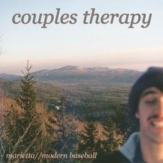 a man standing in front of trees with the words couples therapy on it