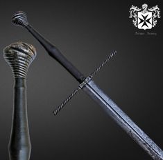 German Two Handed Longsword 16th Century Medieval Zweihander, Zweihander Design, German Zweihander, South German Longsword, Longsword German Style, Zweihander Hilt, German Swords 1600s, 16th Century German Swords, Medieval Longsword On Black Background
