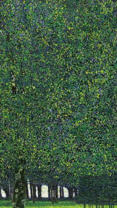 a painting of trees in the middle of a field