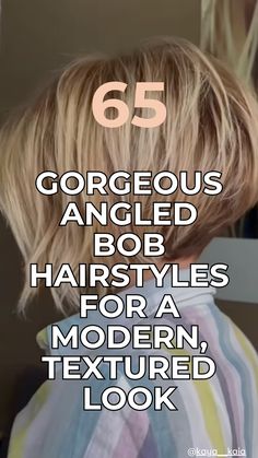 If you’re loving a modern, textured bob with soft, tousled waves and light blonde highlights, these angled styles are a must-see. They’re layered for added volume and movement, giving you an effortless look perfect for anyone in the 25-40 age range. The slightly shorter back and longer front keep it chic while showcasing the nape. Ready to upgrade your hair game? Save this pin for inspiration! ​ Short Layered Angled Bob With Bangs, Bob Hairstyles With Highlights And Lowlights, Inverted Swing Bob, Long Angled Bobs, Angled Shaggy Bob, Wedge Bob With Bangs, Angled Hairstyles, Angled Bob Styles, Long Wedge Hairstyles
