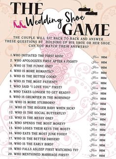 the wedding shoe game is shown in pink