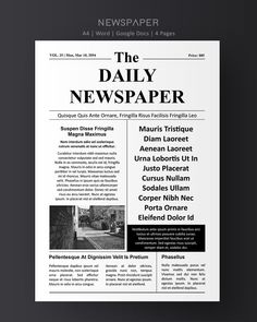 the daily newspaper is displayed in black and white