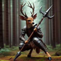 Faun warrior in Ancient forest #fantasyworld #fantasy #characterconcepts #creature #bestiary #fantasycharacter #fantasyportraits #fantasyaiartwork #satyr #faun #fawn Deerfolk Dnd, Deer Villager, Deer Satyr, Deer Knight, Deer Soldier, Deer Armor, Fawn Dnd, Deer Race Dnd, Deer Warrior