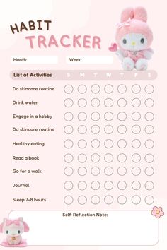 Cute Pink Digital Planner Kawaii GoodNotes Journal with Daily Weekly Monthly Pages Trackers iPad Undated Template