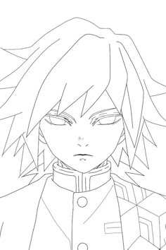 a black and white drawing of a person with long hair