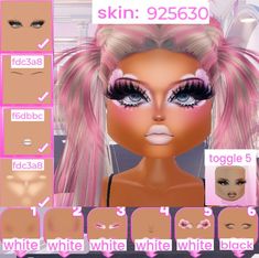 Dti Gyaru Makeup, Custom Makeup Dress To Impress Gyaru, Gyaru Makeup Dti, Gyaru Makeup Dress To Impress, Gyaru Face Dress To Impress, Gyaru Dti Makeup, Gyaru Dti Face Combo, How To Get Free Custom Makeup In Dti, Dti Makeup Faces Gyaru