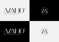 four logos designed for an interior and furniture brand, called amano's logo