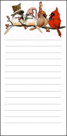 two birds sitting on top of a tree branch next to a paper with writing in it