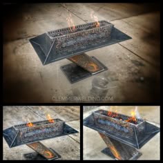 this is an image of a fire pit with flames coming out of the top and bottom
