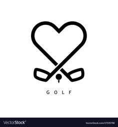 a golf heart with two crossed clubs