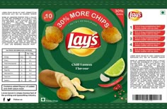lays potato chips with chili and lemon flavor on the side, in a green background
