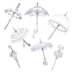 an image of umbrellas drawn in pencil