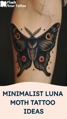 a moth tattoo with the words minimalist luna moth tattoo ideas