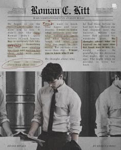 a newspaper article with an image of a man wearing a tie and holding a book