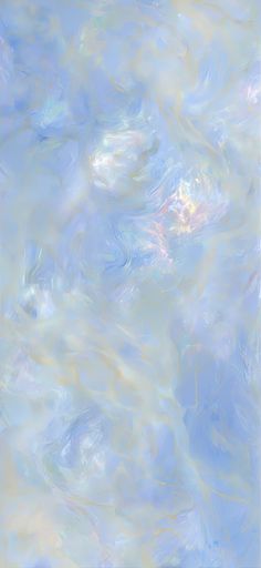 an abstract photo of blue and yellow water with white clouds in the sky behind it