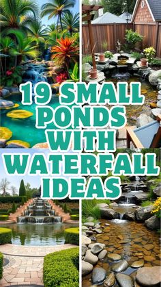Beautiful backyard water feature ideas showcasing small ponds with cascading waterfalls, perfect for creating a tranquil and inviting outdoor space.