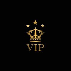 a crown with stars on it and the word,'vip'written in gold
