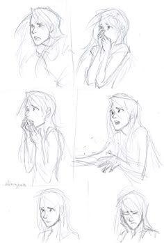 some sketches of people talking on their cell phones