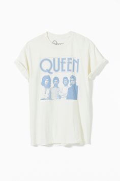 Queen Band Tee | Urban Outfitters White Band Logo Graphic Tee, Queen Band Shirt Inspiration, Queen Shirt Band, Queen Shirts Band, Band Logo Graphic Tee With Short Sleeves, Queen Tshirt Band, Queen Band Shirt Vintage, Queen Band T Shirt, Queen Band Tshirt