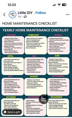 the home maintenance checklist is shown in this image