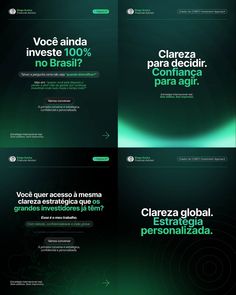 three different types of green and black text on a dark background, with the words below it