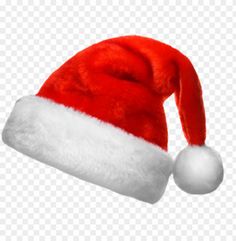 a red and white santa claus hat on a transparent background png image with no background