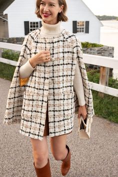 First Signs of Fall - STACIE FLINNER Long Sleeve Wool Cape For Fall, Classic Long Sleeve Fall Cape, Chic Fall Cape Wool Coat, Classic Wool Cape For Fall, Fall Cape For Workwear, Luxury Classic Fall Parka, Classic Winter Cape Outerwear, Cozy White Cape For Fall, Cream Cape For Fall