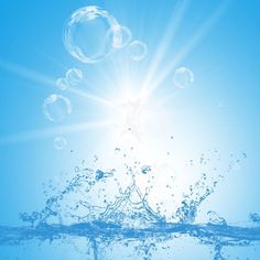 the sun shines brightly through bubbles in the water
