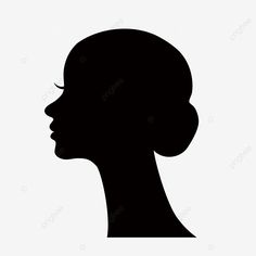 the silhouette of a woman's head in black and white