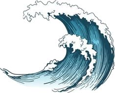 a drawing of a wave in blue and white with the words, i am not sure what this is