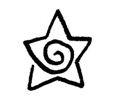 a star with the letter g in it's center and a spiral at the bottom