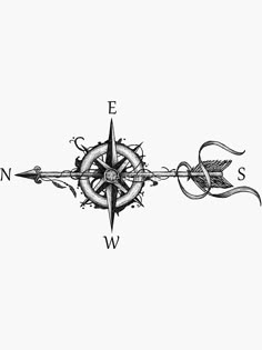 a compass tattoo design on a white background