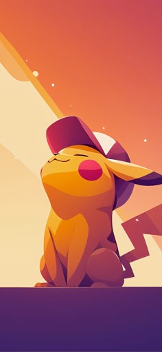 a cartoon pikachu sitting on the ground with its head tilted to the side