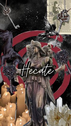 an artistic collage with candles and artwork