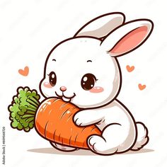 a cartoon bunny holding a carrot