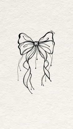 Ribbon Tattoo Stencil, Bow Tattoo Drawing, Ribbon Tattoo Design, Bow Stencil Tattoo, Bow Tattoo Stencil, Ribbon Bow Tattoo, Elegant Bow Tattoo Sketch, Simple Fairycore Tattoo, One Line Fairy Tattoo