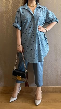 Kaftan Style Tops, Short Shirt With Trouser, Summer Kurta Design For Women, Western Kurta Design, Chicken Cord Set Design, Cordset Summer, Summer Kurti Designs, Girls Kurta Design Style, Summer Short Kurti Designs