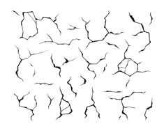 a black and white drawing of cracks in the ground