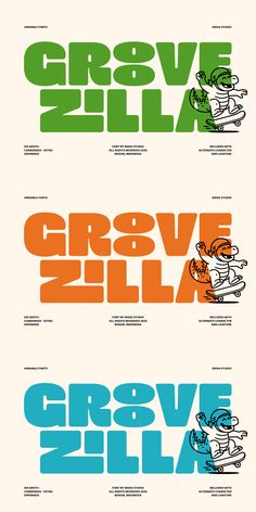 three different types of font and numbers on a white background, each with an orange green blue