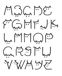 Cat Letter Drawing, Cats Font, L Cute Font, Cat Alphabet Font, Calligraphy Cat, Typography Animals, Title Fonts Alphabet, Abc Fonts Handwriting, Cute Cat Writing