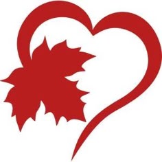 a red heart with a maple leaf on it