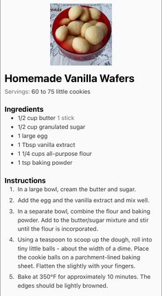 the recipe for homemade vanilla wafers is shown